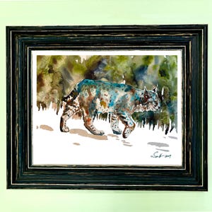 Walking bobcat art print, multiple sizes