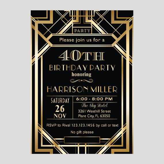 printable great gatsby art deco elegant 30th 40th 50th 80th etsy