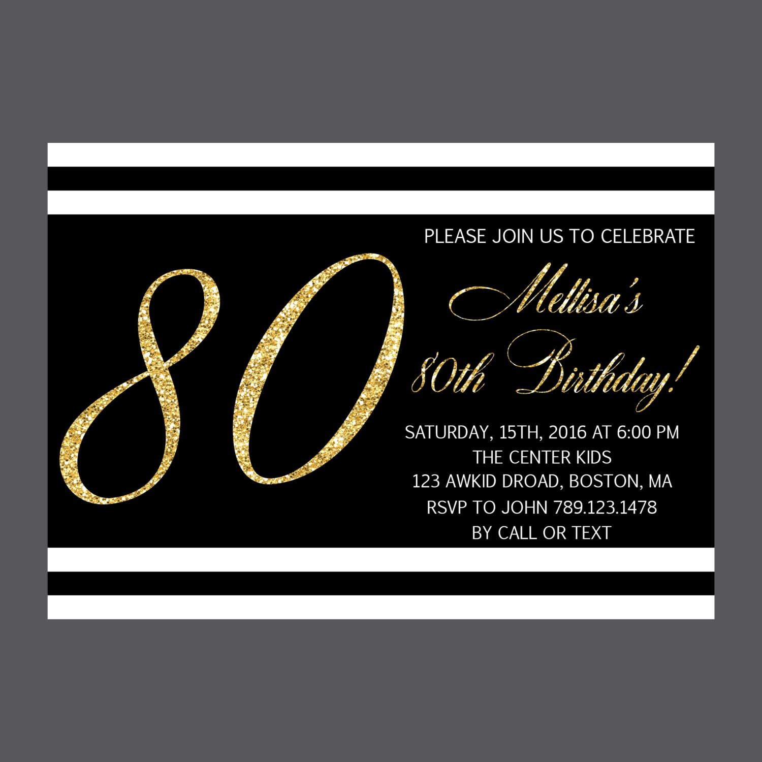 Printable 80th Birthday Invitation Surprise 80th Invitation | Etsy