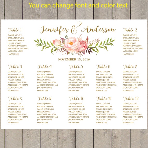 Wedding Seating Chart Template Free Download