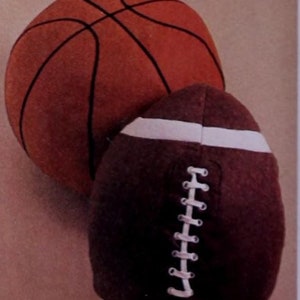 Patrones vintage súper lindos para hacer adorables almohadas de fútbol y baloncesto para fanáticos de los deportes PDF / Descarga instantánea
