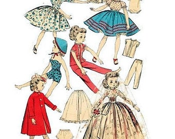 PDF Vintage Sewing Pattern to make a Wardrobe for 10.5"  dolls like Miss Revlon, Toni Dolls