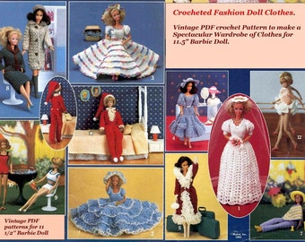 Vintage Crochet Repro Patterns for 11.5''Barbie  and 12'' Ken Doll