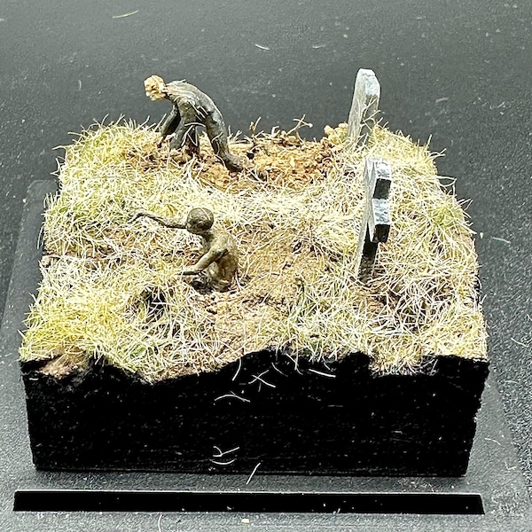 Diorama Returning From the Grave Zombies: Tiny Miniature HO scale Model Train Terrarium Diorama undead death halloween 1/87 death