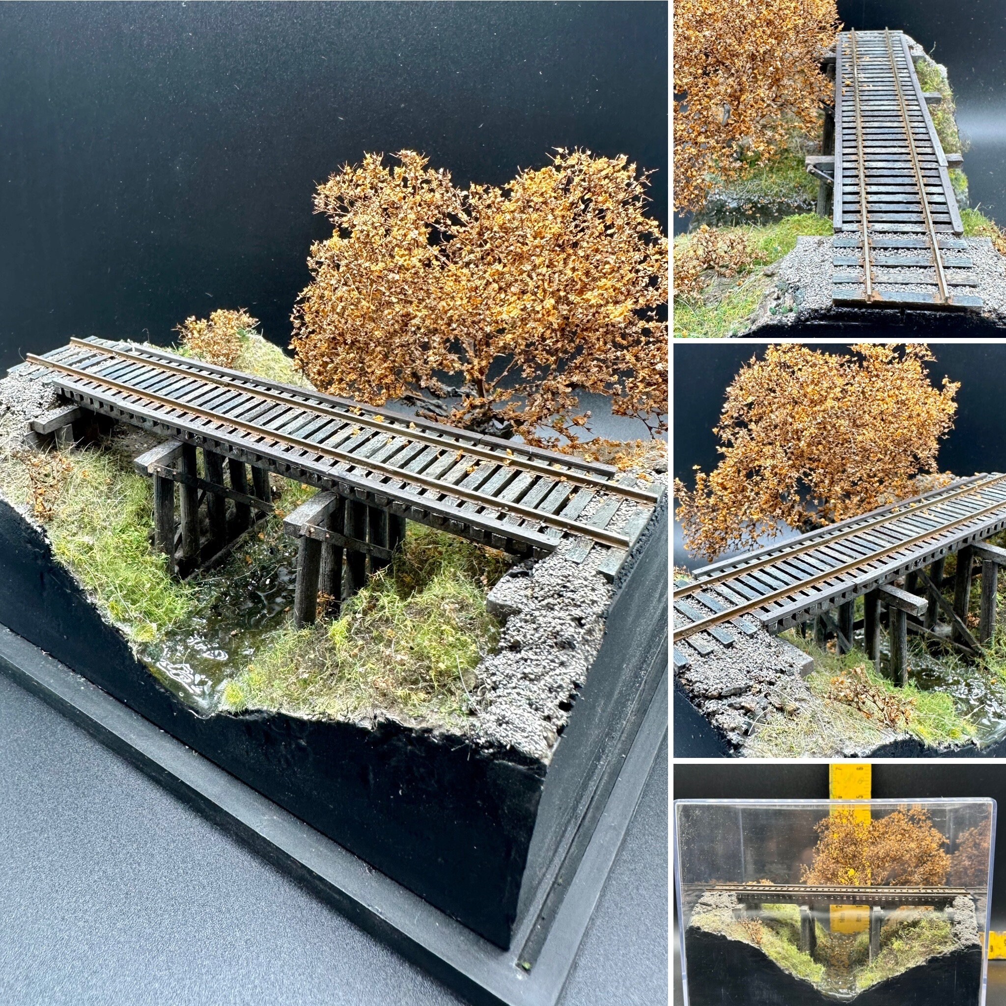 Diorama Model Railroad Trestle in the Fall Autumn Bridge HO Scale