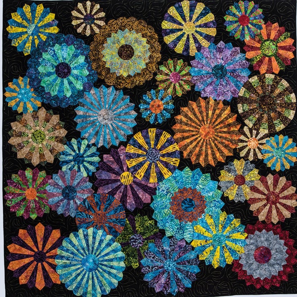 Midnight in the Garden with Friends -  Modern Dresden Quilt Pattern