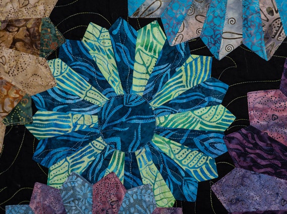 Midnight in the Garden With Friends - Modern Dresden Quilt Pattern