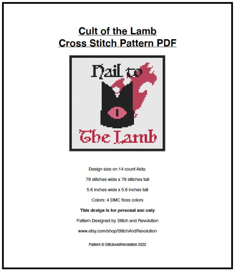 Cult of the Lamb Cross Stitch Pattern - Etsy Ireland