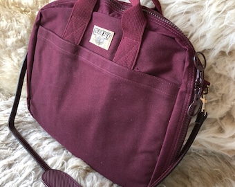 Vintage 1990s 90s Land's End Laptop maroon red cranberry case messenger bag shoulder bag Men's tote