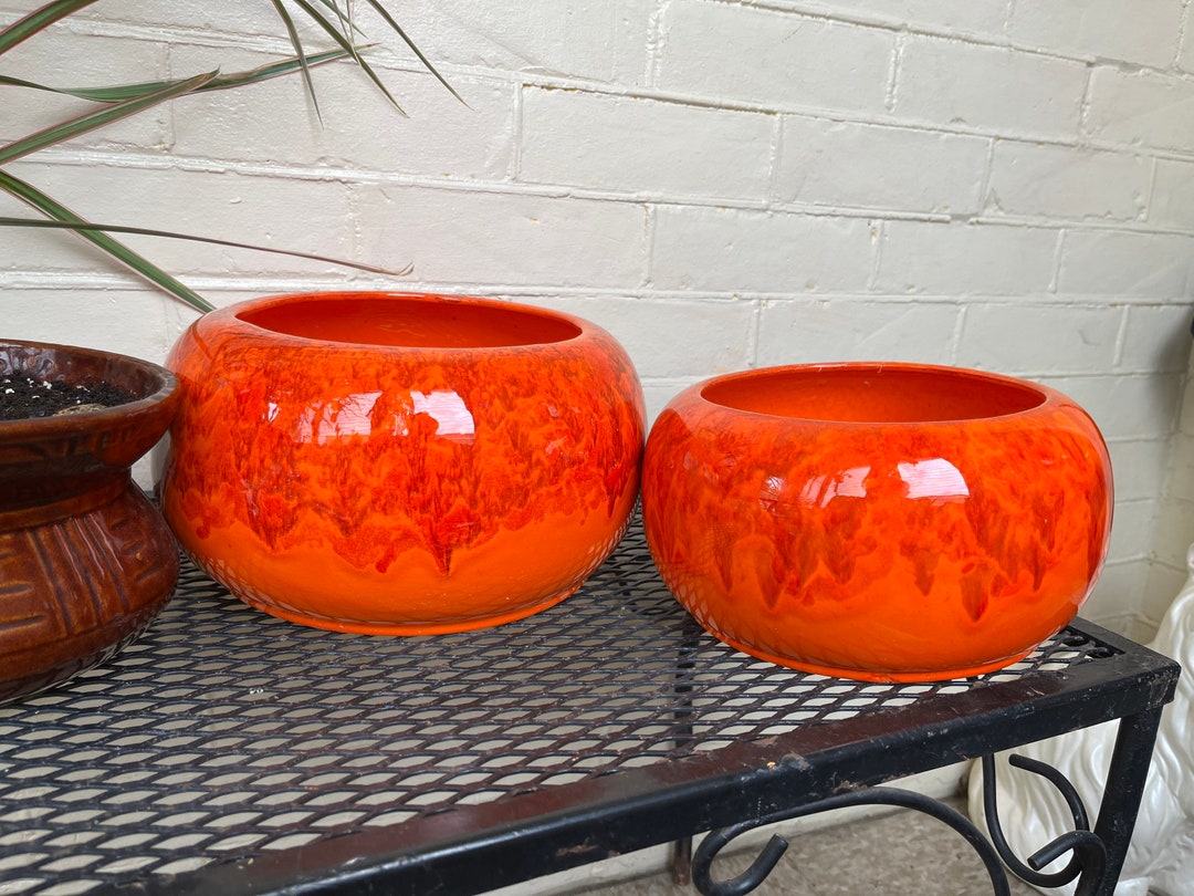 Vintage 1960s 1970s Planter Pots Jenkins Ceramics Glazed Drip Etsy