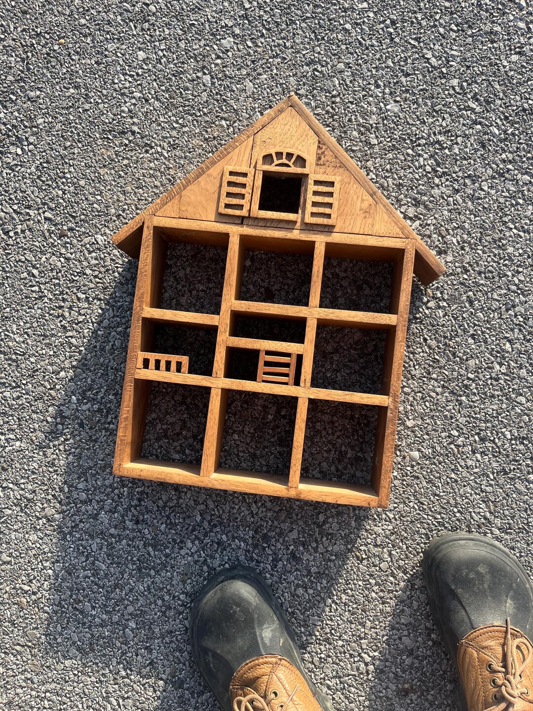 Mini House Shape Rack Vintage 1970s 1980s Wooden House Shaped Miniatures Shelf Knick Knacks ...