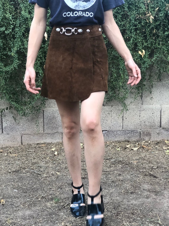 Vintage 1960s 60s suede leather metal hardware sna