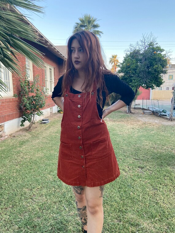 Vintage 1990s 90s burnt orange corduroy button up