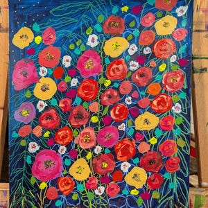 Floral art on paper flower painting