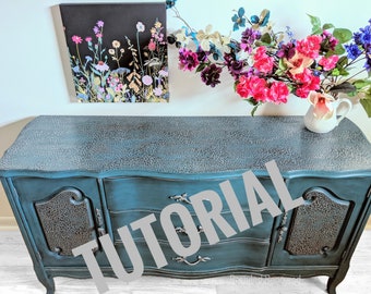 A Tutorial for animal print buffet, how to paint furniture tutorial (video link)