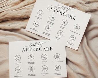 Carte de soins après-cils | de modèle sur toile modifiable, brochure imprimable | Instructions pour le client et guide d'entretien