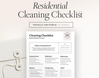 Checkliste für die Wohnungsreinigung | Bearbeitbare Canva-Datei (US Letter) | Haushalts- und Haushaltsservice-Formular – CDF001