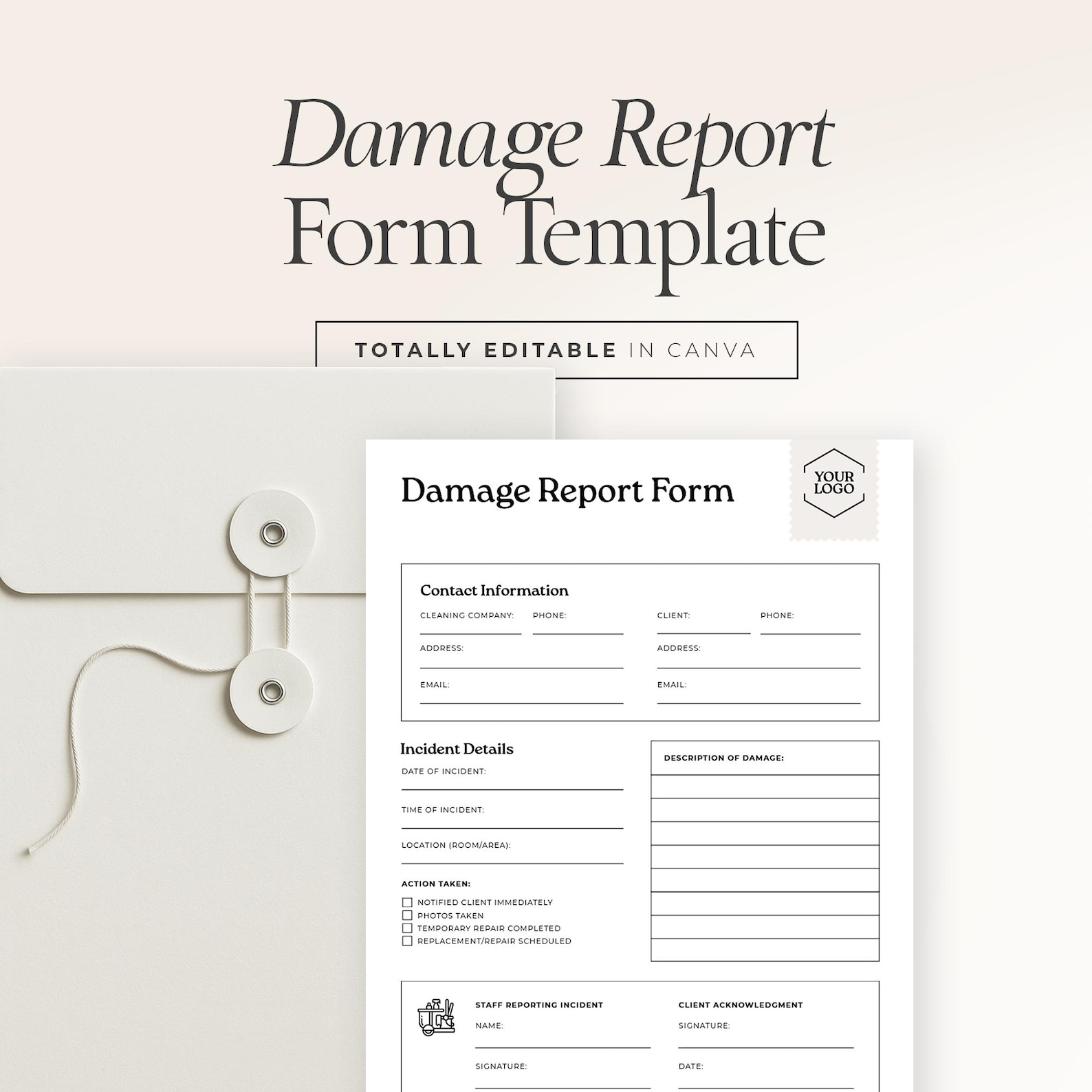 Damage Report Form Template | Fillable Cleaning Business Incident ...
