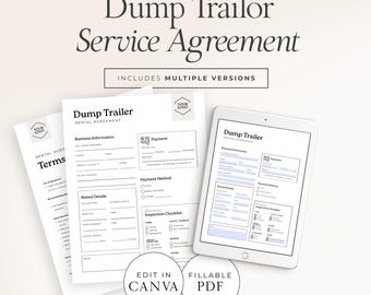 Trailer Rental Agreement Template | Editable Canva + Fillable PDF | Equipment Hire Contract Form - DR001