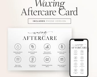 Waxing Aftercare Card | Editable Canva Template, Printable Salon Handout | Client Instructions & Care Guide