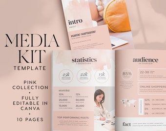 Media Kit Canva Template INSTANT DOWNLOAD Influencer Media Kit, Blogger, Instagram Influencer, Media Press Kit, 10 Pages - SUG004