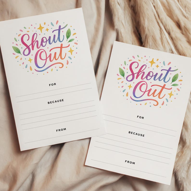 Shout Out Message Employee Shout Out Template, Printable Staff Recognition Cards, Digital ...