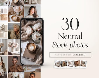 Neutral Aesthetic Stock Photos Bundle | 30 Minimal Digital Marketing Images for Social Media & Branding Content Pack – NEU01