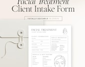 Facial Treatment Client Intake Form + Customer Agreement | Esthetician Forms | Editable Canva Template + Fillable PDF – EF001