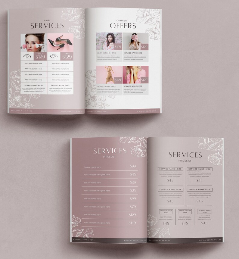 Blush Price List Template INSTANT DOWNLOAD Canva Services / Etsy