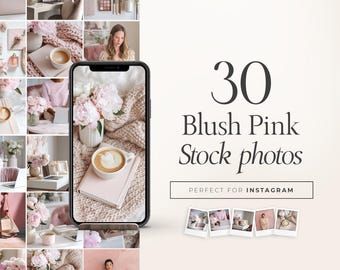 Lot de photos de couleur rose | 30 images de marketing numérique féminines pour les médias sociaux et le pack de contenu de marque - BLU01