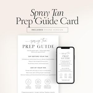Spray Tan Prep Card | Editable Canva Template | Spray Tan Preparation Guide for Clients | Printable & Phone Version