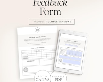 Client Feedback Form - Cleaning Business | Fillable PDF & Editable Canva Template for Small Business (US Letter) – CF001