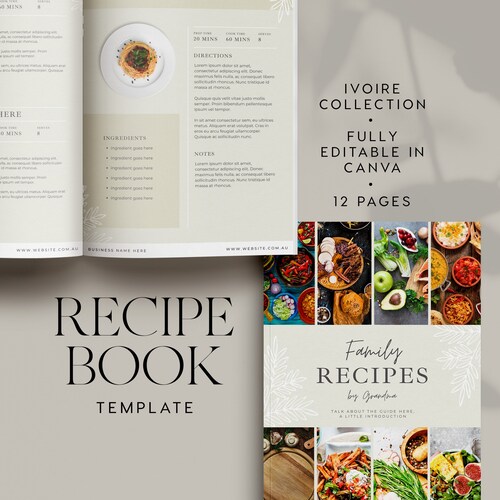 Recipe Book Template Cookbook Template Editable Recipe - Etsy