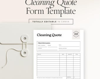 Reinigung Zitat Vorlage | Ausfüllbares PDF & bearbeitbares Canva-Formular für Reinigungsdienste (US Letter) - CE001