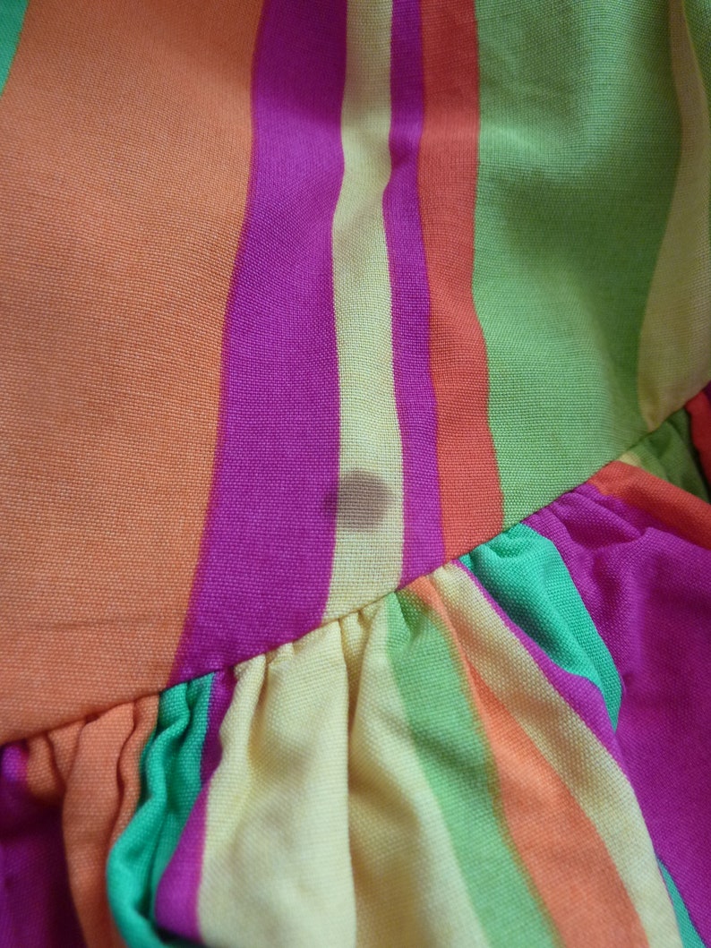 CHACOK Rainbow Striped Skirt Tiered Ruffled Asymmetrical Oshima Yellow Pink Green Orange Purple One Size 80s 90s French