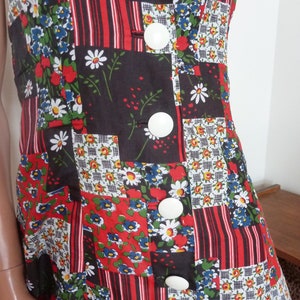 60s A-line Patchwork Print Mini Dress Floral Mary Quant Style Go-Go Mod Retro Flower Power Sixties Seventies 70s One of a Kind image 4