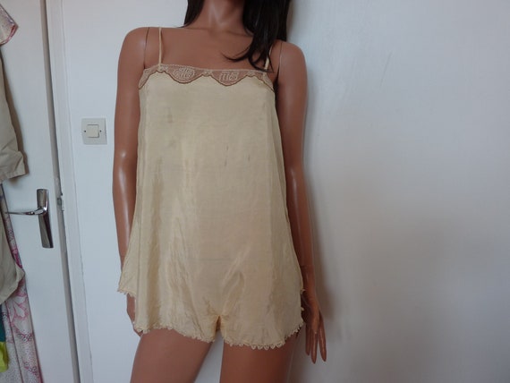 Vintage 20s 30s Silk Lace Chemise Art Deco French