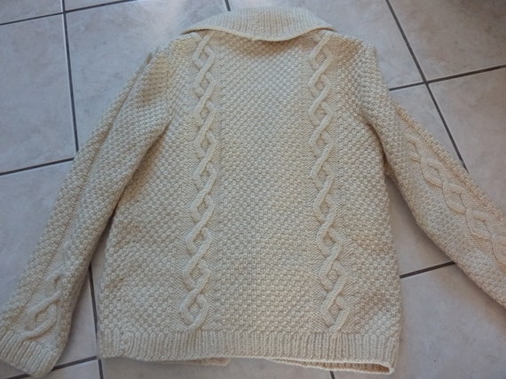 Hand Made Aran Knit Cardigan Beige Ivory Oversize… - image 5