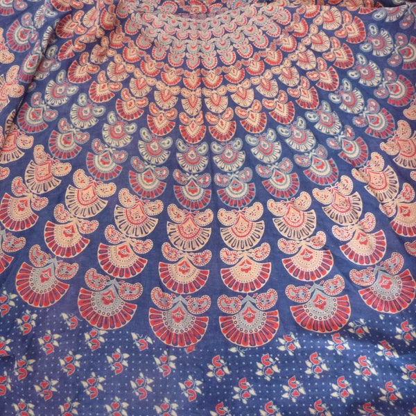 Fab 70s Block Printed Cotton Maxi Wrapover Skirt BOHO Hippy Peasant Folk Gauze Kaftan Indian Ethnic Festival Hippie