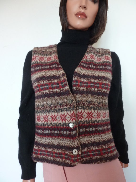 Vintage 80s 90s Fair Isle Woollen Waistcoat French Connection - Etsy