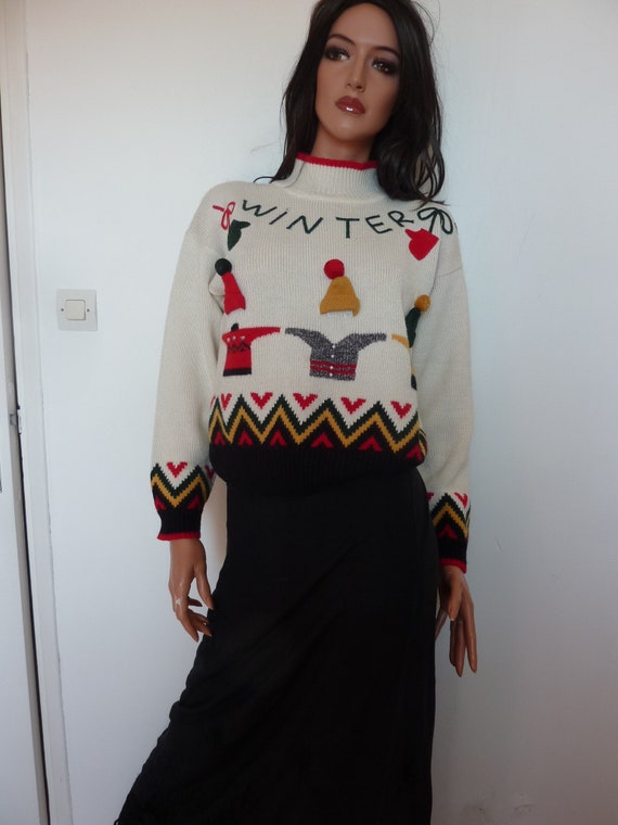 RENE DERHY Christmas Jumper Wool Novelty Winter Kn