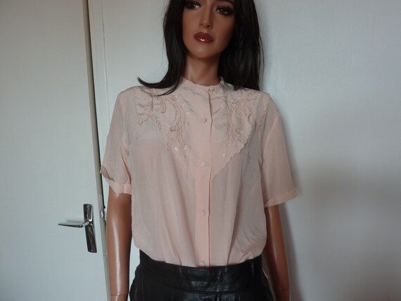 Vintage 20s 30s French Pink Silk Blouse Handstitch