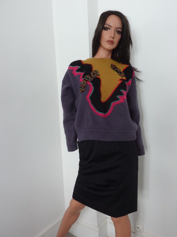RARE 80s Kansai Yamamoto Sweater Purple Pink Jump… - image 8