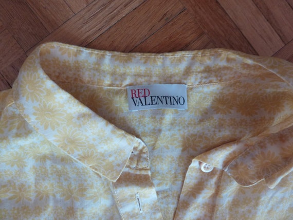 Red Valentino Yellow Floral Blouse Ruffled Cap Sl… - image 7