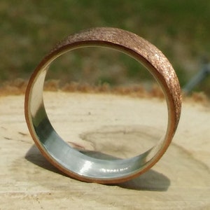 RUSTIC Silver and Copper Unisex Rustic wedding band promise ring Unique Rustic Artisan Sterling Silver & Copper Handmade Ring