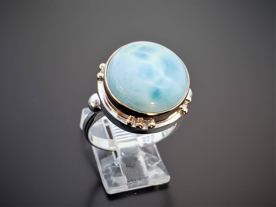 LARIMAR Natural Gemstone Ring ~beautiful Blue Color, Sterling Silver ...