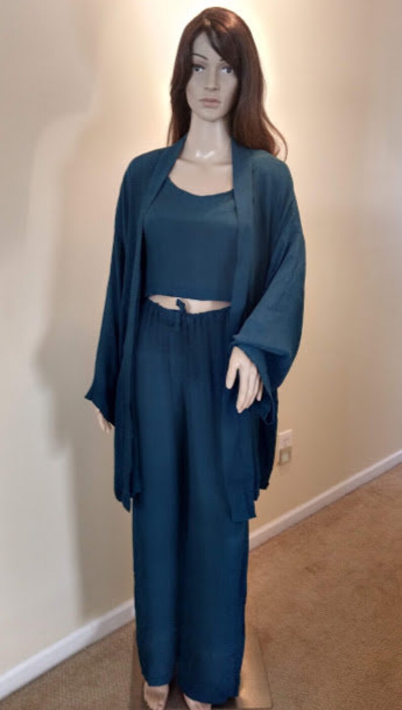 Tank Genuine Silk Pants Dress Drawstring Pants Crop Top Kimono Jacket Silk Clothing New Vintage Crinkled Silk Beachwear Loungewear