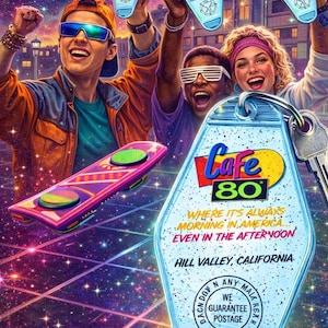 Retro 80er Jahre Diner Schlüsselanhänger - Durchscheinend Blau