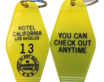 HOTEL CALIFORNIA // Yellow with black print Keytag