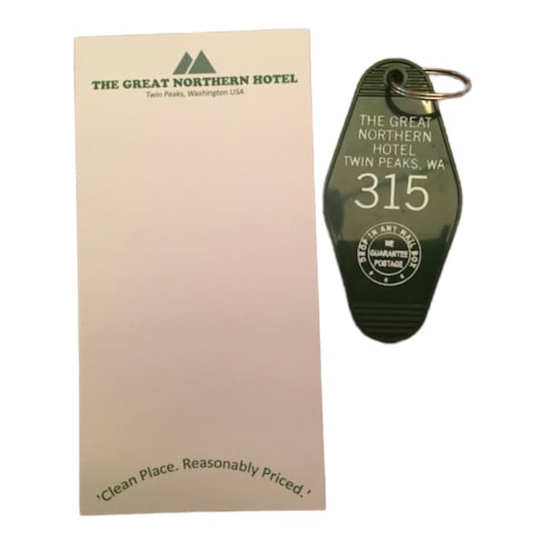 COMBO - TWIN PEAKS inspired '315' Keytag and Great Northern Notepad